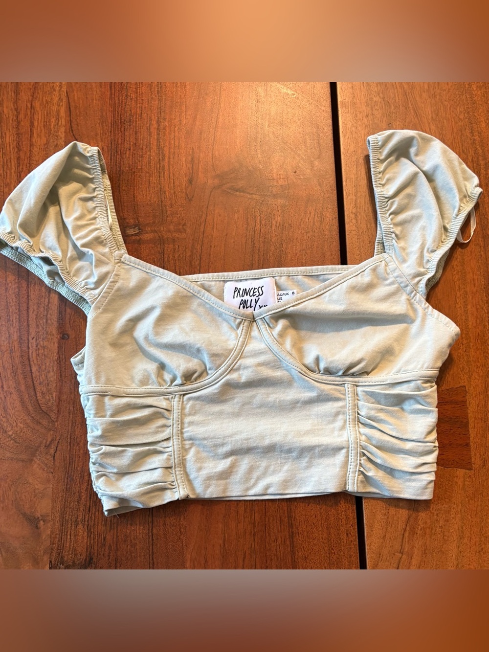 Princess Polly green  Ruched Sweetheart Crop Top